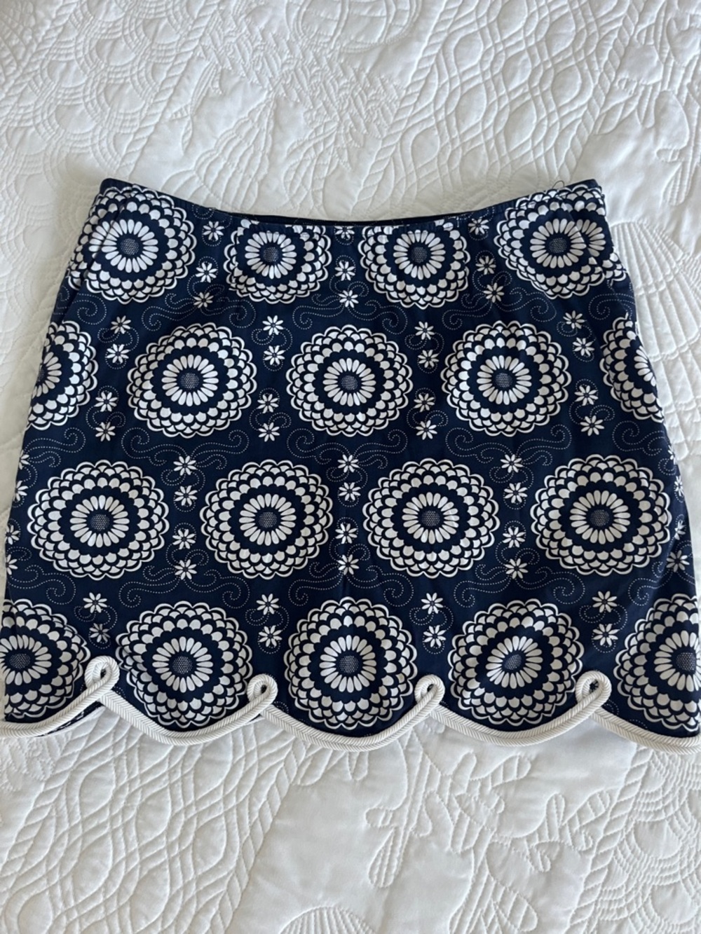 Navy Floral Scallop Hem Women's Skort